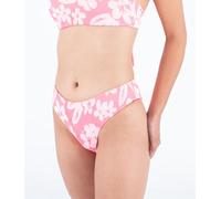 Hurley Bikini Bottom Women - Flower Scrunch Max Mid Rise Cheeky Coral