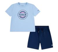 Hurley Boys Graphic T-Shirt and Shorts 2-Piece Outfit Set Boys Blue