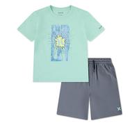 Hurley Boys Graphic T-Shirt and Shorts 2-Piece Outfit Set Boys Grey