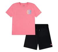 Hurley Boys Graphic T-Shirt and Shorts 2-Piece Outfit Set Boys Orange