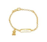 Hurley Burley London Baby's Personalised Gold Plated Christening Bracelet with Teddy Bear Charm 14cm
