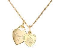 Hurley Burley London Girl's Personalised Gold Plated St Christopher Double Heart Charm Necklace 36cm