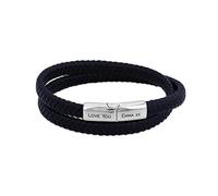 HURLEY BURLEY LONDON Men's Personalised Black Double Leather Wrap Bracelet 21cm