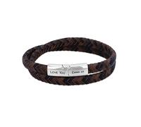 HURLEY BURLEY LONDON Men's Personalised Brown Double Leather Wrap Bracelet 21cm