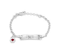 HURLEY BURLEY LONDON Personalised Birthstone Teddy Christening Bracelet for Babies, Sterling Silver Baby ID Bracelet, 14cm - January