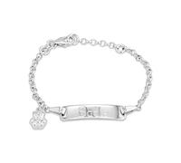 HURLEY BURLEY LONDON Personalised Birthstone Teddy Christening Bracelet for Children, Sterling Silver Child ID Bracelet, 17cm - April