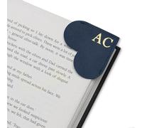 Hurley Burley London Personalised Embossed Leather Heart Page Corner Bookmark Navy - Customisable Gift for Book Lovers