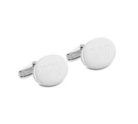 HURLEY BURLEY LONDON Personalised Heavyweight Sterling Silver Oval Cufflinks for Men, Engraved Solid Silver Cufflinks