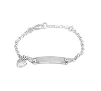 HURLEY BURLEY LONDON Personalised Sterling Silver Christening Bracelet for Babies with Puffed Heart Charm, Baby ID Bracelet, 14cm