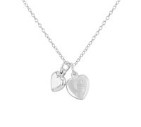 HURLEY BURLEY LONDON Personalised Sterling Silver St Christopher & Puffed Heart Charm Necklace for Girls, 36cm Chain