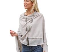 HURLEY BURLEY LONDON Women's Personalised Lightweight Wool Mix Poncho - Dove Grey
