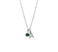 HURLEY BURLEY LONDON Women's Sterling Silver Initial A & May Birthstone Charm Necklace 45cm