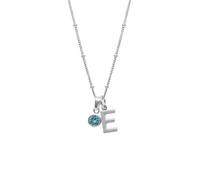 HURLEY BURLEY LONDON Women's Sterling Silver Initial E & March Birthstone Charm Necklace 45cm