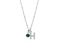 HURLEY BURLEY LONDON Women's Sterling Silver Initial H & May Birthstone Charm Necklace 45cm