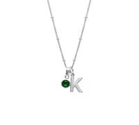 HURLEY BURLEY LONDON Women's Sterling Silver Initial K & May Birthstone Charm Necklace 45cm