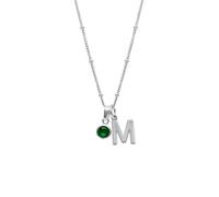 HURLEY BURLEY LONDON Women's Sterling Silver Initial M & May Birthstone Charm Necklace 45cm