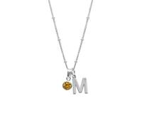 HURLEY BURLEY LONDON Women's Sterling Silver Initial M & November Birthstone Charm Necklace 45cm