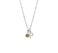HURLEY BURLEY LONDON Women's Sterling Silver Initial P & November Birthstone Charm Necklace 45cm