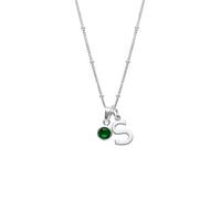 HURLEY BURLEY LONDON Women's Sterling Silver Initial S & May Birthstone Charm Necklace 45cm