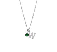 HURLEY BURLEY LONDON Women's Sterling Silver Initial W & May Birthstone Charm Necklace 45cm