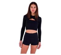 Hurley Max Solid Rib Cropped Cross Yoke Long Sleeve Rash Guard