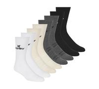 Hurley Men's 8 Pack Sport Cushioned Crew Socks, White/Bone/Charcoal/Black, 9-13 UK
