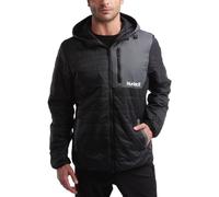 Hurley Men's Jacket - Balsam Lightweight Packable Puffer Coat - Weather Resistant Outerwear Windbreaker Coat for Men (M-XL), Black/Grey, Medium