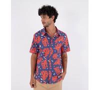 Hurley Printing Press Coral Short Sleeve Shirt Blue M Men