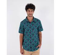Hurley Printing Press Palm Short Sleeve Shirt Blue S Men