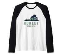 Hurley Outdoors Evergreen Hiking Virginia State Map Retro Raglan Baseball Tee