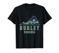Hurley Outdoors Evergreen Hiking Virginia State Map Retro Value Graphic T-Shirt, Men, Black, S
