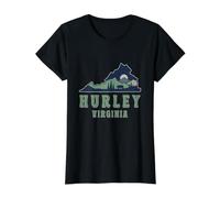 Hurley Outdoors Evergreen Hiking Virginia State Map Retro Value Graphic T-Shirt, Women, Black, L