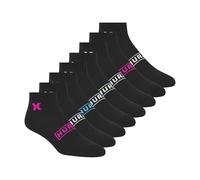 Hurley Women's 8 Pack Sport Ultra Soft Quarter Crew Socks, Black/Raspberry Pop/Neon Mint, 8-10 UK