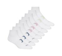 Hurley Women's 8 Pack Sport Ultra Soft Quarter Crew Socks, White/Blue/Rose/Melon, 8-10 UK