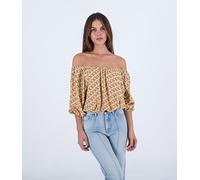 Hurley Women's City Block Off Shoulder Top Shirt, Terracotta, S