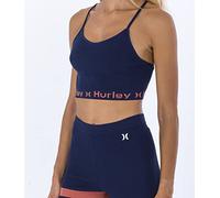 Hurley Women's Contrast Text Active Top T-Shirt, Mood Indigo, M