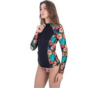Hurley Women's Fiji Fantasy Zip Front Rashguard Rash Guard Shirt