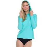 Hurley Rash Guard for Women with Hood, Long Sleeve Hoodie Swim Shirts for Women, Quick Dry UPF 50+ SPF Sun & UV Protection, Light Blue, S