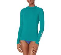 Hurley Women's OAO Long Sleeve Rashguard Rash Guard Shirt, Emerald, XL