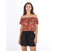 Hurley Women's Off Shoulder Top Shirt, Retro, Floral, XS