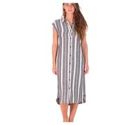 Hurley Women's W Button Front Midi Shirt Dress, Black Seaside Stripe, S