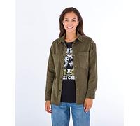 Hurley Women's W Oceancare Corduroy Overshirt Shirt, Olive Night, S