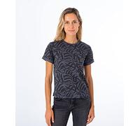 Hurley Women's W Ocencare Full Print Ss Pocket Tee T-Shirt, Black, XS