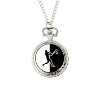 Hurling Pocket Watch - Gift for Hurlers & Hurling Fans - Monochrome Player Silhouette Keepsake in Presentation Gift Box - Silver Pocket Watch Necklace - Gaelic Games Gift