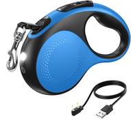 Hurluksi Extendable Dog Lead with LED Light, 5M/16.4ft Retractable Dog Leash Heavy Duty Extension Dog Lead with Anti-Slip Handle and Quick Brake Button for Large Dogs Up to to 110lbs/50kg