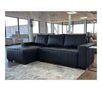 huron faux leather left hand corner sofa bed in black