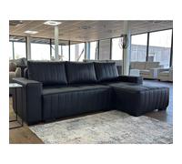 huron faux leather right hand corner sofa bed in black
