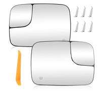 Hurotoms Left + Right Side Mirror Glass for DODGE RAM 1500 2005-2008 / DODGE RAM 2500 2005-2009 / DODGE RAM 3500 2005-2009 Towing Heated Replacement for 5161011AA & 5161010AA