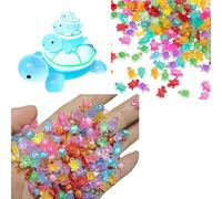 HurPae 100 Pcs Mini Turtles Glow in The Dark,Tiny Resin Animals Figures for Fairy Garden Moss Nail Art,Mini Plastic Animals 100 Pack DIY Craft Decor,Resin Charms Small An/imals Mixed Set