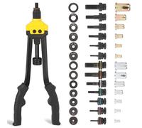 HURRICANE 16” Rivet Nut Tool, Hand Rivet Nut Tool with 13 Metric and SAE Mandrels, 130Pcs Threaded Rivet Nuts, Auto Release Nutsert Rivnut Tool, Durable Riveter Nutsert Hand Tool, Sturdy Plastic Case